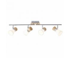 Brilliant Leuchten Nacolla Spotrohr 4flg holz hell/chrom/weiß braun Deckenleuchten SOFORT LIEFERBARE Lampen