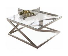Leonique Couchtisch Coylin, rechteckiges Metallgestell mit einem Ablageboden aus Glas silberfarben Glas-Couchtische Glastisch Tische