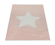 Paco Home Kinderteppich Cosmo 397, rechteckig, 18 mm Höhe, Kinder Design, Motiv Stern, Pastell-Farben, mit Konturenschnitt, Kinder- und Jugendzimmer rosa Teppiche
