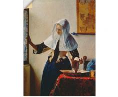 Artland Wandbild Junge Frau mit Wasserkrug am Fenster blau Bilder Bilderrahmen Wohnaccessoires