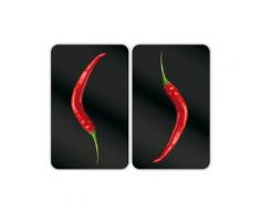 WENKO Herd-Abdeckplatte Hot Peperoni, (Set, 2 tlg.), 8 rutschfesten Spezialfüße schwarz Küchenaccessoires Wohnaccessoires