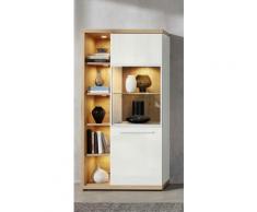 Trendteam Odino Vitrine inkl Regal Höhe 167 cm, weiß, Asteiche/Weiß Hochglanz