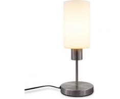 B.K.Licht Tischleuchte, E27, 1 St., Tischlampe E27 mit Kabelschalter 3-stufig dimmbar über Touchdimmer Glaslampe ohne Leuchtmittel max. 25W silberfarben Tischleuchte Tischleuchten Lampen Leuchten sofort lieferbar