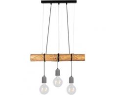 SPOT Light Pendelleuchte TRABO CONCRETE, E27, Hängeleuchte, Holzbalken aus massivem Kiefernholz Ø 8-12 cm, echtem Beton - handgefertigt, Passende LM E27/exklusive, Made in Europe schwarz Pendelleuchten und Hängeleuchten Deckenleuchten Lampen Leuchten
