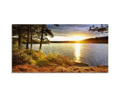 Artland Glasbild Sonnenuntergang über See Algonquin Park bunt Glasbilder Bilder Bilderrahmen Wohnaccessoires