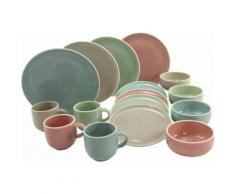 CreaTable Kombiservice "CHICAGO" (16-tlg) Steingut, braun, schlamm-altrosa-blau-grün