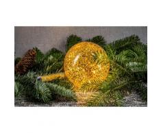 HGD Holz-Glas-Design Beleuchtete LED-Glaskugel mit Dekor goldfarben Tischlampen Tischleuchten Lampen Leuchten Saisonartikel Weihnachten