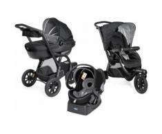 Chicco Kombi-Kinderwagen Trio-System Activ3 Top, Jet Black, 15 kg, mit Regenschutz, Kinderwagen schwarz Baby Ab Geburt Altersempfehlung