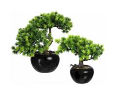 Creativ green Kunstbonsai Bonsai Lärche (2 Stück) grün Kunstpflanzen Wohnaccessoires
