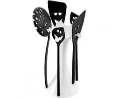 KOZIOL Kochbesteck-Set (Küchentoolständer) MEETING POINT, (Set, 6 tlg., inklusive 2 Kochlöffel, Pfannenwender, 1 Schaumlöffel), hitzebeständig bis 220°C schwarz Kochbesteck Besteck Messer Haushaltswaren