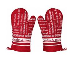 stuco Topfhandschuhe "Herbs&More" (Set 2-tlg bestehend aus 2x Ofenhandschuh), rot, rot-weiß