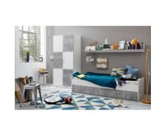 trendteam Jugendzimmer-Set Canaria (Set 3-tlg), grau, Weiß matt/Beton-Optik