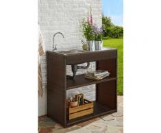HANSE GARTENLAND Pflanztisch, mit Edelstahlspüle und Wasserhahn, BxTxH: 90x46x91 cm braun Pflanztisch Pflanztische Gewächshäuser Garten Balkon