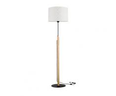 BRITOP LIGHTING Stehlampe PUNTO, E27, Aus Eichenholz mit FSC-Zertifikat, Schirm aus laminierter Tapete, passende LM E27 / exklusive, Made in Europe weiß Standleuchten Stehleuchten Lampen Leuchten