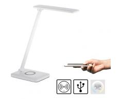 Leuchten Direkt LED Tischleuchte FLORENTINA, LED-Board, 1 St., Warmweiß-Kaltweiß-Neutralweiß, Schreibtischlampe mit Touchdimmer, Farbtemperatursteuerung (2700-5700K), Ladefunktion für Handy über USB oder kabellos per Induktion weiß LED-Lampen...