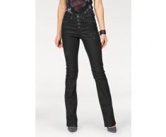 Arizona Bootcut-Jeans mit sichtbarer Knopfleiste, High Waist schwarz Damen High-Waist-Jeans Jeans