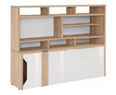 Maja Möbel Computerschrank eDJUST MINIOFFICE 5509, beige, Sonoma-Eiche - Lack weiß Spiegelglanz