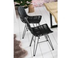 SIT Rattanstuhl Rattan Vintage, Shabby Chic, Vintage schwarz 4-Fuß-Stühle Stühle Sitzbänke
