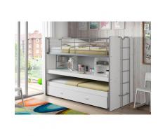 Vipack Hochbett Bonn, mit Schreibtisch und 3 Schlafgelegenheiten weiß Kinder Kinderbetten Kindermöbel Kinder- Jugendzimmer