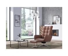 W.SCHILLIG Sessel deXxter, mit Hocker, Wipp-Dreh-Funktion, Steppung am Rückenteil, Gestell Chrom glänzend braun W.Schillig