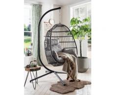 Destiny Hängestuhl Coco Relax, Polyrattan/Stahl, inkl. Sitz- und Rückenkissen grau Hängematten Gartenmöbel Garten Balkon