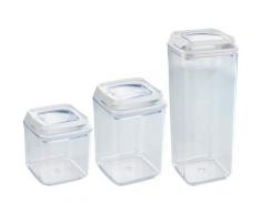 WENKO Vorratsdose Turin, (Set, 3 tlg.), luftdichter Verschluss, 1,7 l, 0,9 l und 0,7 weiß Aufbewahrung Küchenhelfer Haushaltswaren