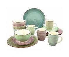 CreaTable Kombiservice "Bella Casa" (16-teilig), blau, Neutral, blau-grün-taupe-altrosa