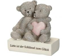 Ambiente Haus Dekofigur Bär - Liebe ist der Schlüssel zum Glück grau Figuren Skulpturen