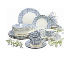 CreaTable Kombiservice "ORIENTAL BLUE" (30-tlg) Steingut, beige, naturweiß-blau