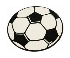 Kinderteppich Fußball HANSE Home rund Höhe 10 mm maschinell gewebt, weiß, Neutral, weiß