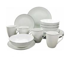 CreaTable Kombiservice "CAMPO BLACK LINE" (16-teilig), weiß, weiß-schwarz