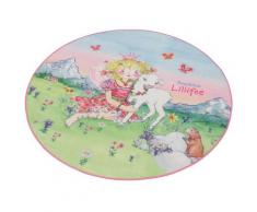 Kinderteppich LI-102 Prinzessin Lillifee rund Höhe 2 mm, rosa, rosa