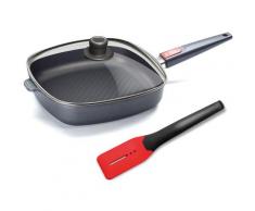 WOLL MADE IN GERMANY Pfannen-Set Nowo, Aluminiumguss, (3 tlg., 1 Grillpfanne Glasdeckel Grillzange), 28 cm eckig, abnehmbarer Griff, ohne Induktion schwarz Pfannensets Pfannen Haushaltswaren