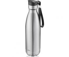 GEFU Thermoflasche OLIMPIO, (mit Haltegurt), ideal für kohlensäurehaltige Getränke silberfarben Aufbewahrung Küchenhelfer Haushaltswaren