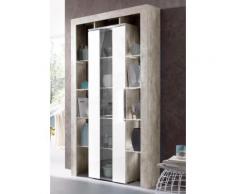 Places of Style Vitrine Lima Höhe 196 cm, grau, Beton-Optik/weißMDF-Hochglanz