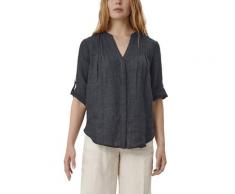 s.Oliver Kurzarmbluse, mit verdeckter Knopfleiste blue graphic melange Damen Kurzarmbluse 3/4 arm Blusen