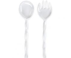 Q Squared NYC Salatbesteck Ruffle Round Collection, (Set, 6 tlg.), Melamin weiß Servierbesteck Besteck Messer Haushaltswaren