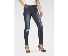 Arizona Slim-fit-Jeans mit sichtbarer, schräger Knopfleiste, Mid Waist blau Damen Jeans