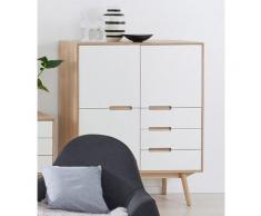 andas Highboard »Curve«, white oak im nordischen Design, weiß, Laminat weiß