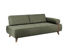 TOM TAILOR Daybett NORDIC DAYBED PURE, inklusive Kissenrolle & Lederband, mit 2 Rückenkissen, wahlweise Bettkasten, Füße in Nussbaum grün Tagesbetten Gästebetten Betten