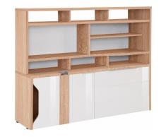 Maja Möbel Computerschrank eDJUST MINIOFFICE 5508, beige, Sonoma-Eiche - Lack weiß Spiegelglanz