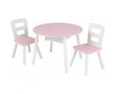 KidKraft Kindersitzgruppe Runder Aufbewahrungstisch, (3 tlg.) rosa Kinder Kinderstühle Kindermöbel
