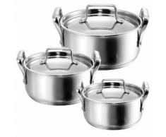 Kopf Kochtopfset aus Edelstahl, Induktion Harmony, (3tlg.) silberfarben Topfsets Töpfe Haushaltswaren Pfannen