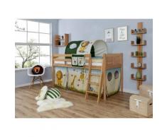 Ticaa Hochbett Eric, mit Rollrost und Textil-Set wahlweise Matratze, Buche beige Kinder Hochbetten Kinderbetten Betten