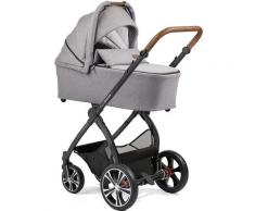 Gesslein Kombi-Kinderwagen FX4 Classic, schwarz/tabak mit Wanne CX3, hellgrau meliert/Sterne grau/mintgrün meliert, Made in Germany; Kinderwagen schwarz Baby Ab Geburt Altersempfehlung