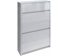 HMW Schuhkipper mit 2 Klappen und 1 Schubkasten, weiß, weiß Hochglanz/weiß Hochglanz/Glas-Oberboden