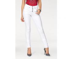 Arizona Röhrenjeans mit sichtbarer Knopfleiste, High Waist weiß Damen Jeans