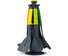 JosephJoseph Kochbesteck-Set, (Set, 7 tlg.), 6-teiliges Set von mehrfarbigen Küchenutensilien + drehbarer Halteständer bunt Kochbesteck-Set Kochbesteck Besteck Messer Haushaltswaren