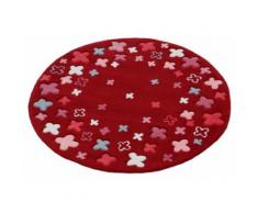 Kinderteppich Bloom Field Esprit rund Höhe 10 mm handgetuftet, rot, Neutral, rot