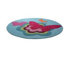 Kinderteppich Butterflies Esprit rund Höhe 10 mm handgetuftet, blau, Neutral, türkis